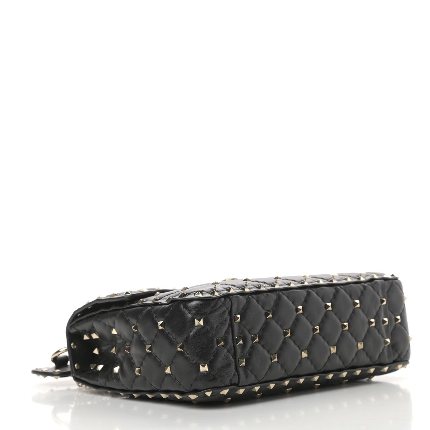 Lambskin Medium Rockstud Spike Shoulder Bag Black