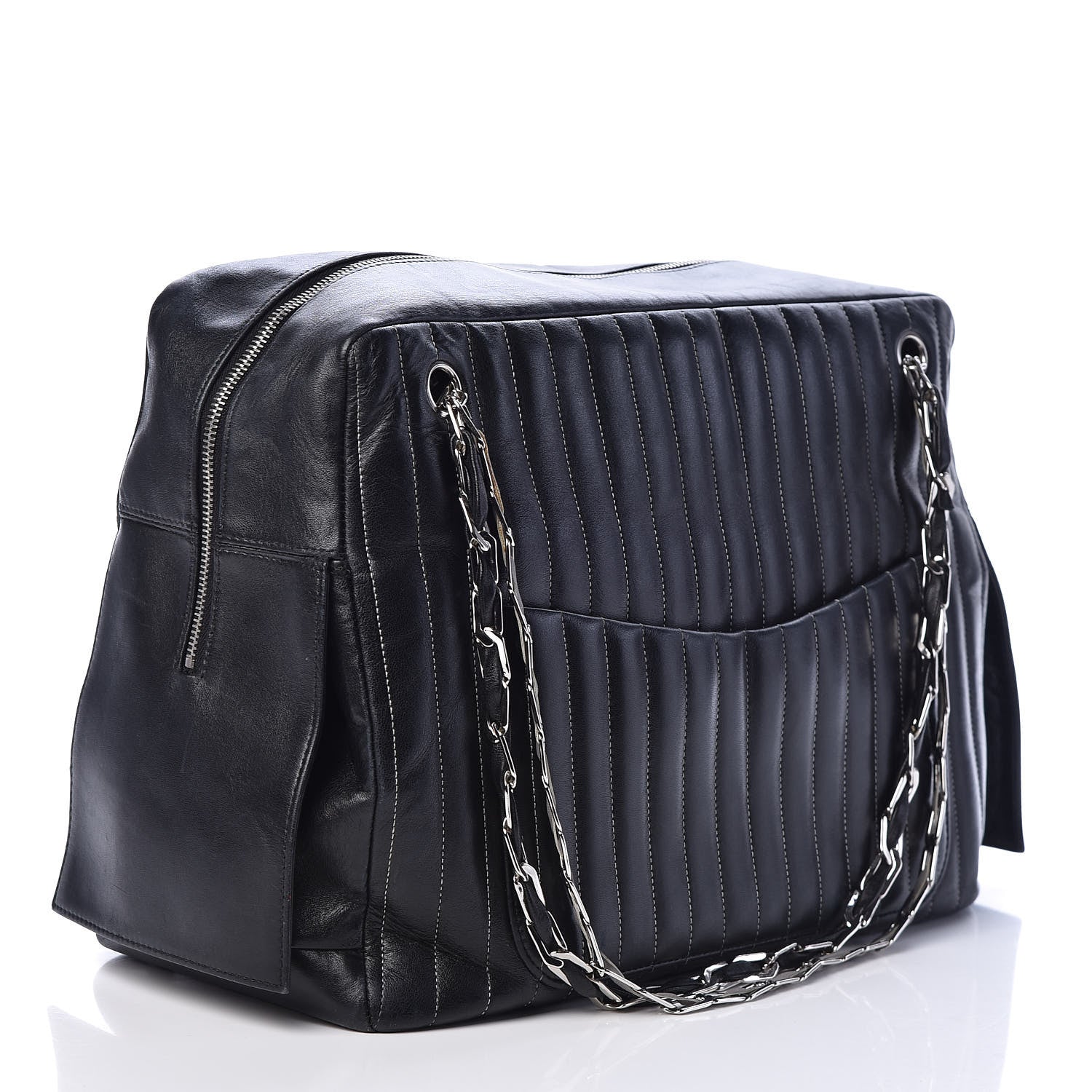 Chanel Lambskin Vertical Quilted Mademoiselle Camera Case Black 3 of 10