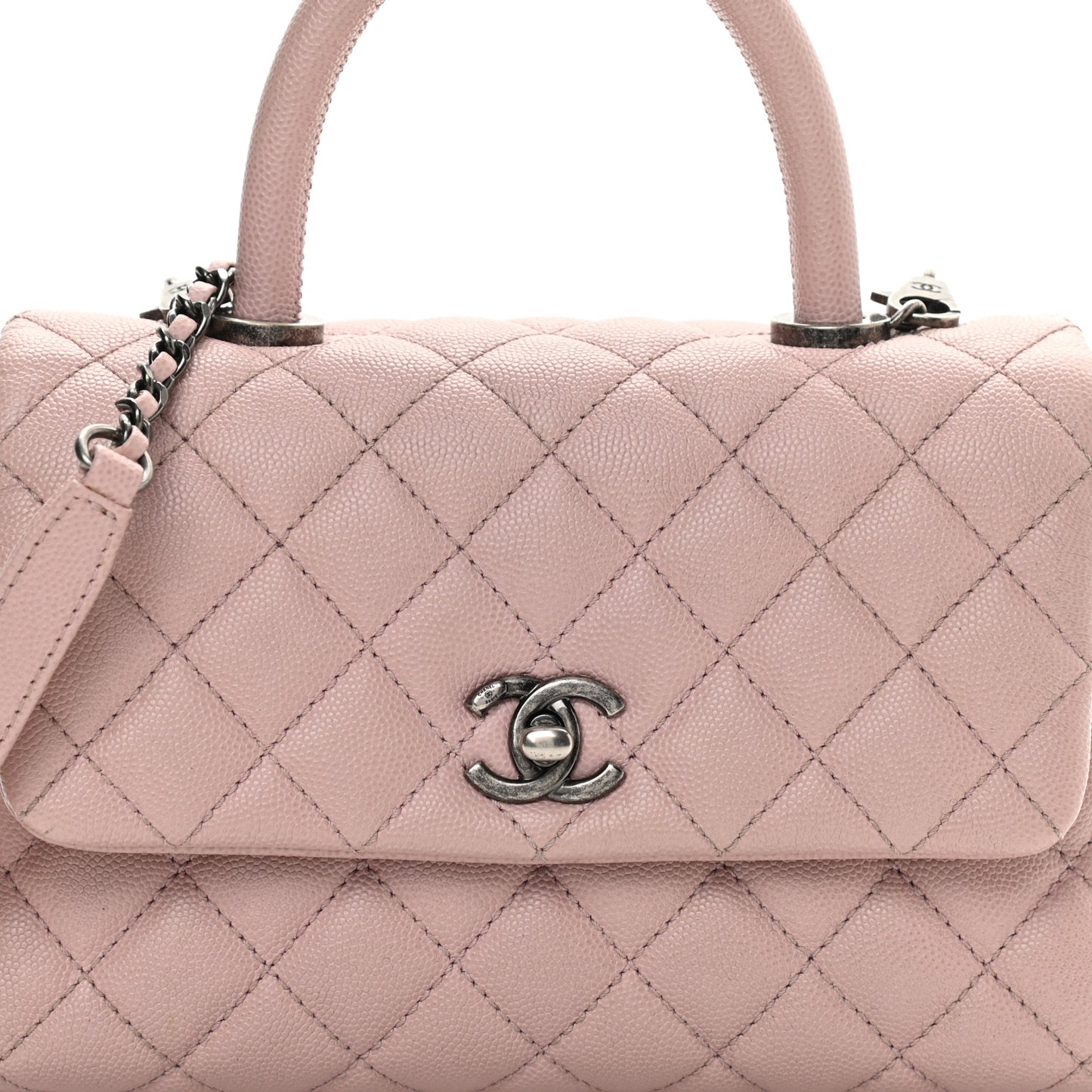 Caviar Quilted Mini Coco Handle Flap Light Pink