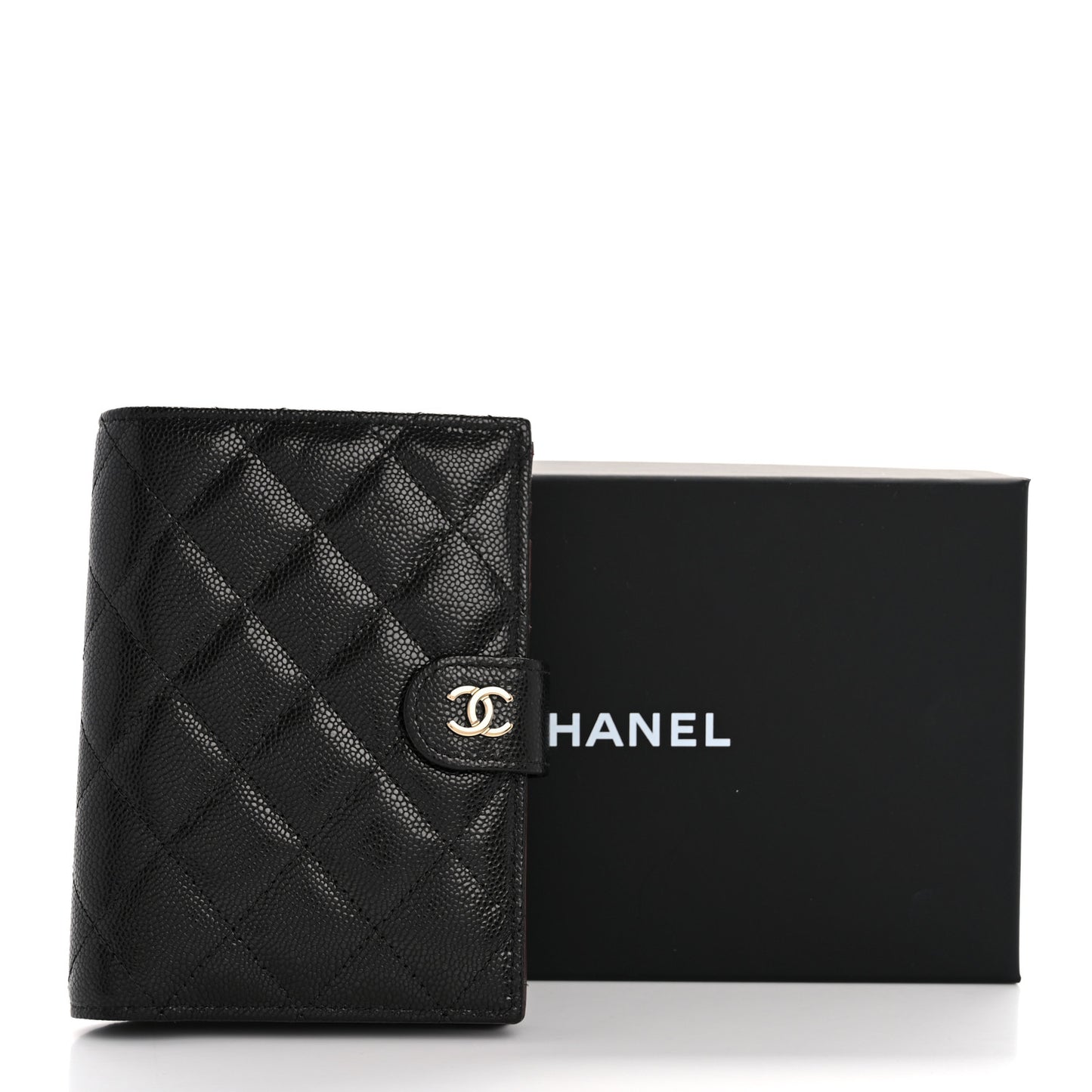 Caviar Quilted Passport Holder Black