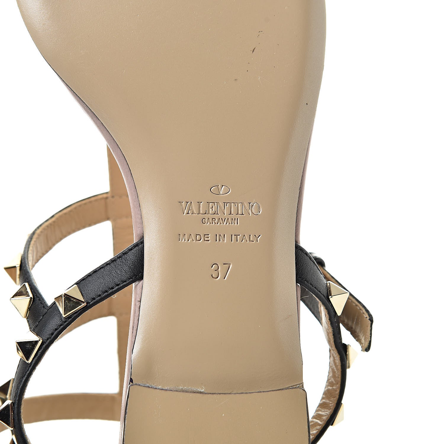 Valentino Garavani Calfskin Rockstud Ankle Wrap Flat Thong Sandals 37 Black Poudre 6 of 11