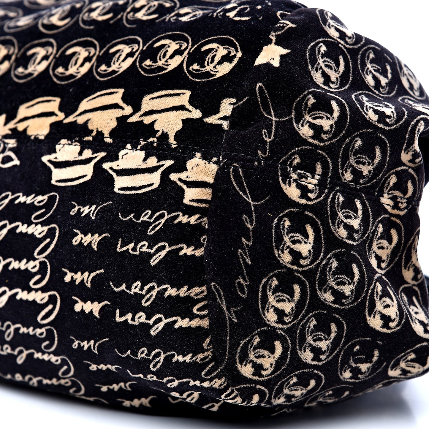 Velvet Camellia Flower Print Tote Black