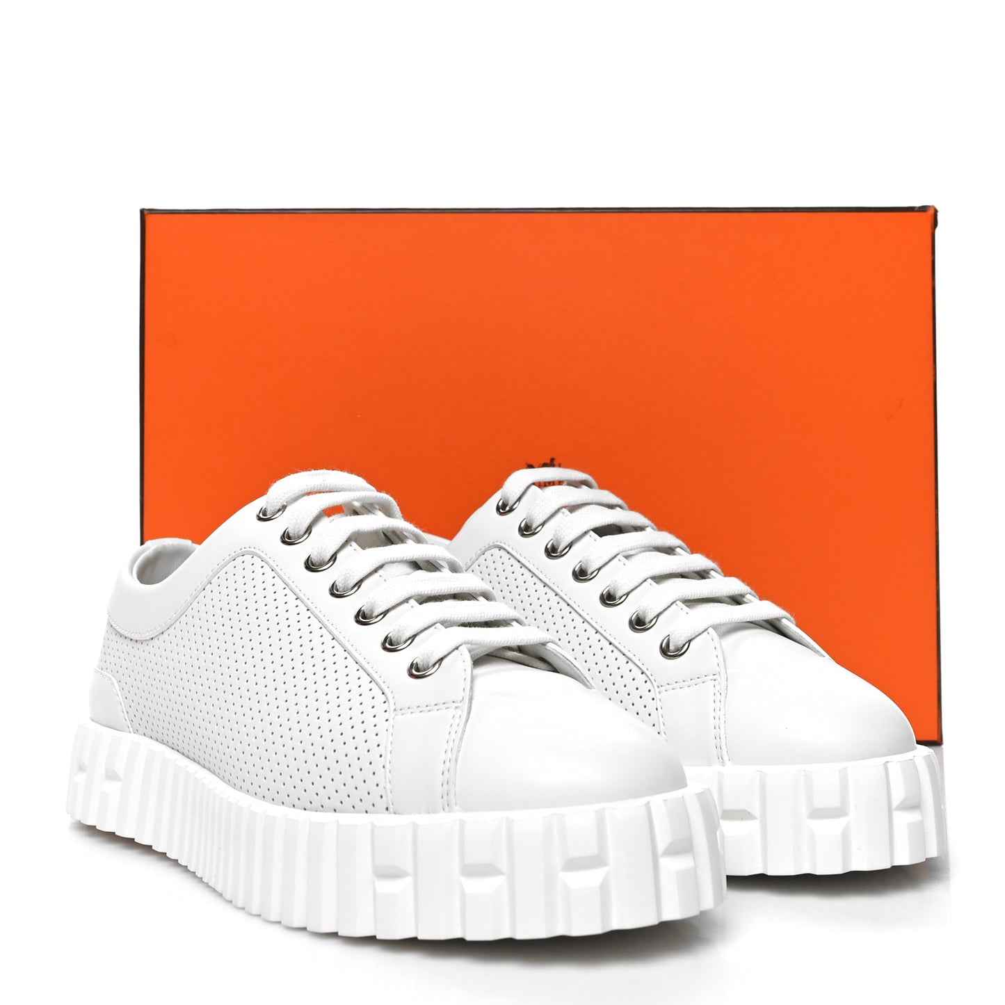 Perforated Calfskin Cross Sneakers 35 White