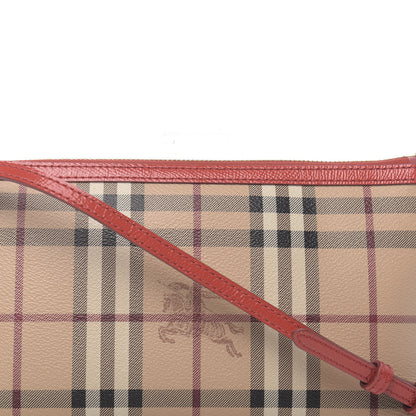 Burberry Haymarket Check Small Peyton Crossbody Clutch Bag Red 12 of 12