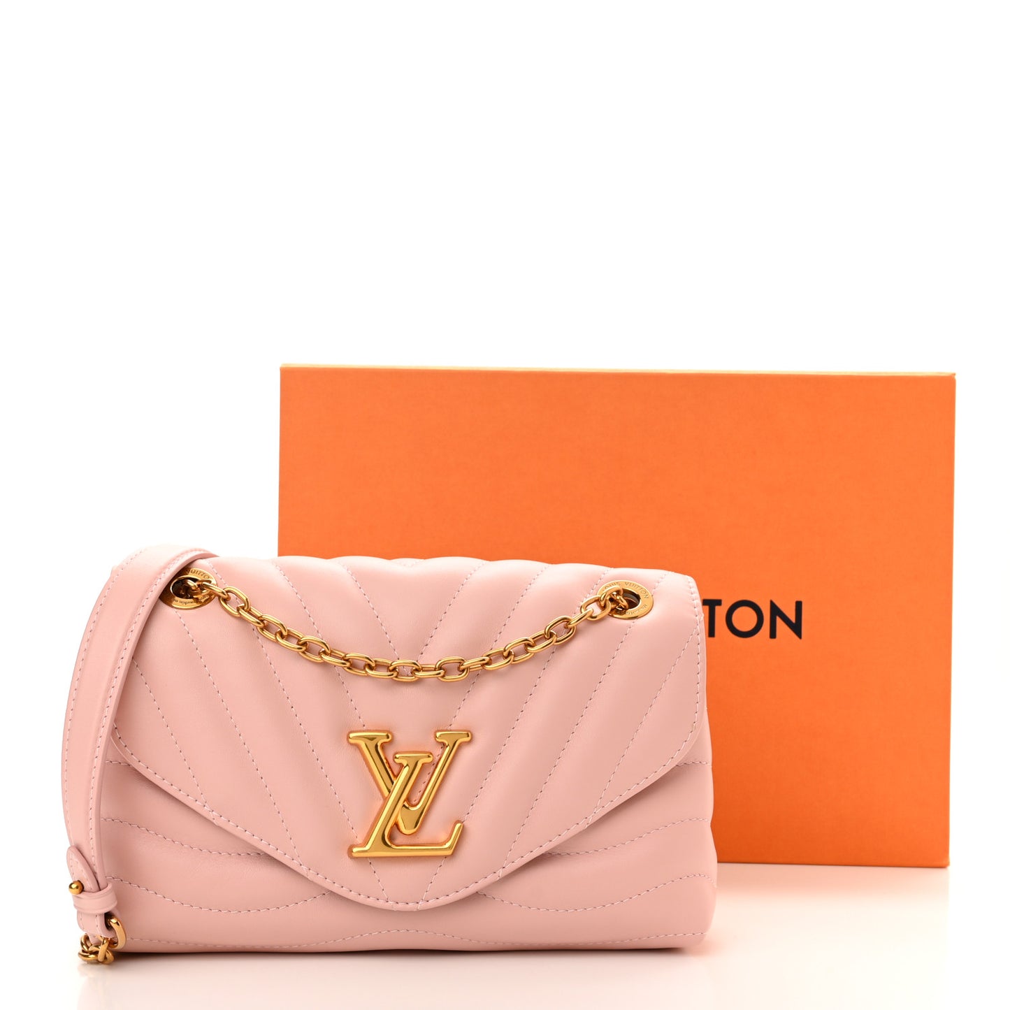 Calfskin New Wave Chain MM NM Rose Ballerine