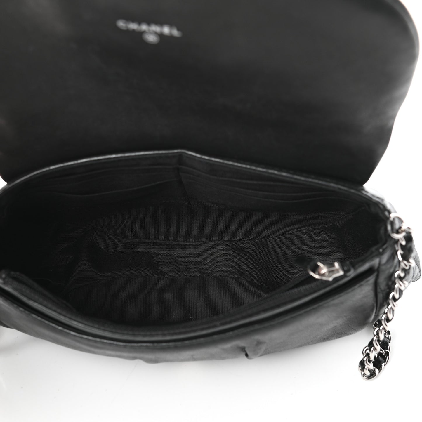Lambskin Half Moon Wallet On Chain WOC Black