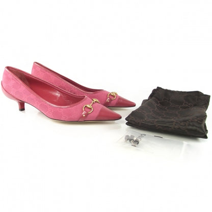 Gucci GG Monogram Canvas Horsebit Heels 7.5 B Pink 2 of 6