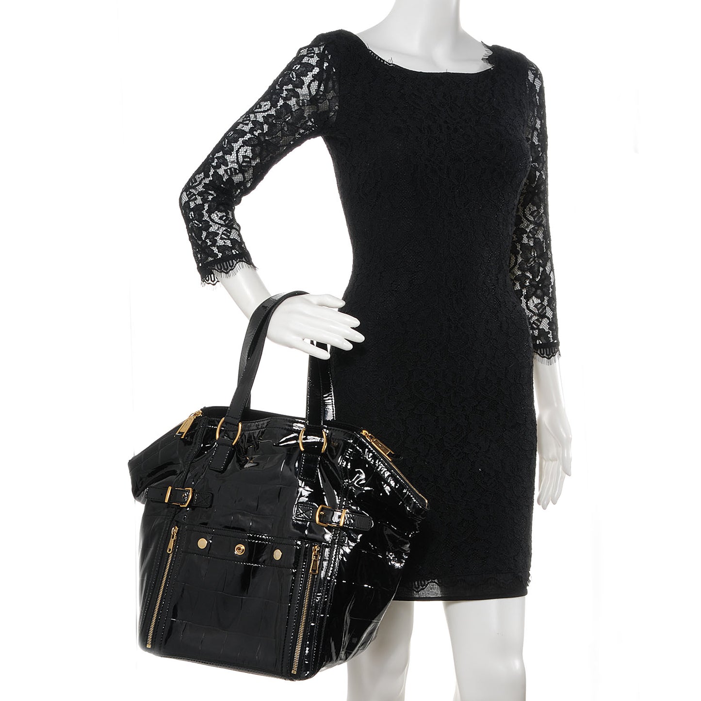 Patent Crocodile Embossed Medium Downtown Tote