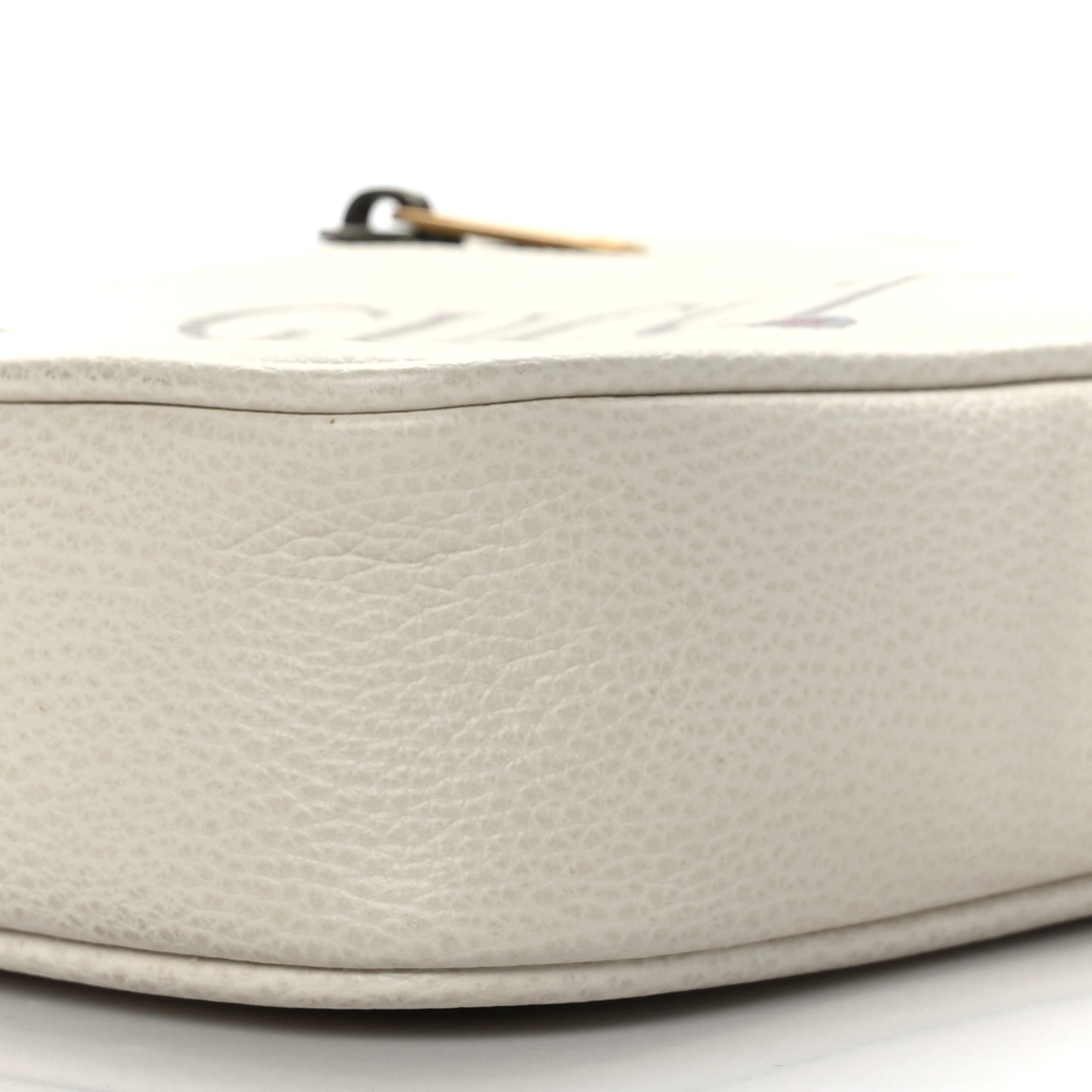 Grained Calfskin Logo Messenger Bag White