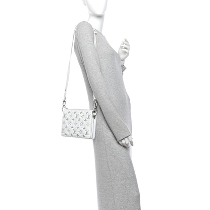 Louis Vuitton Lambskin Embossed Monogram Coussin BB  White Silver 2 of 10