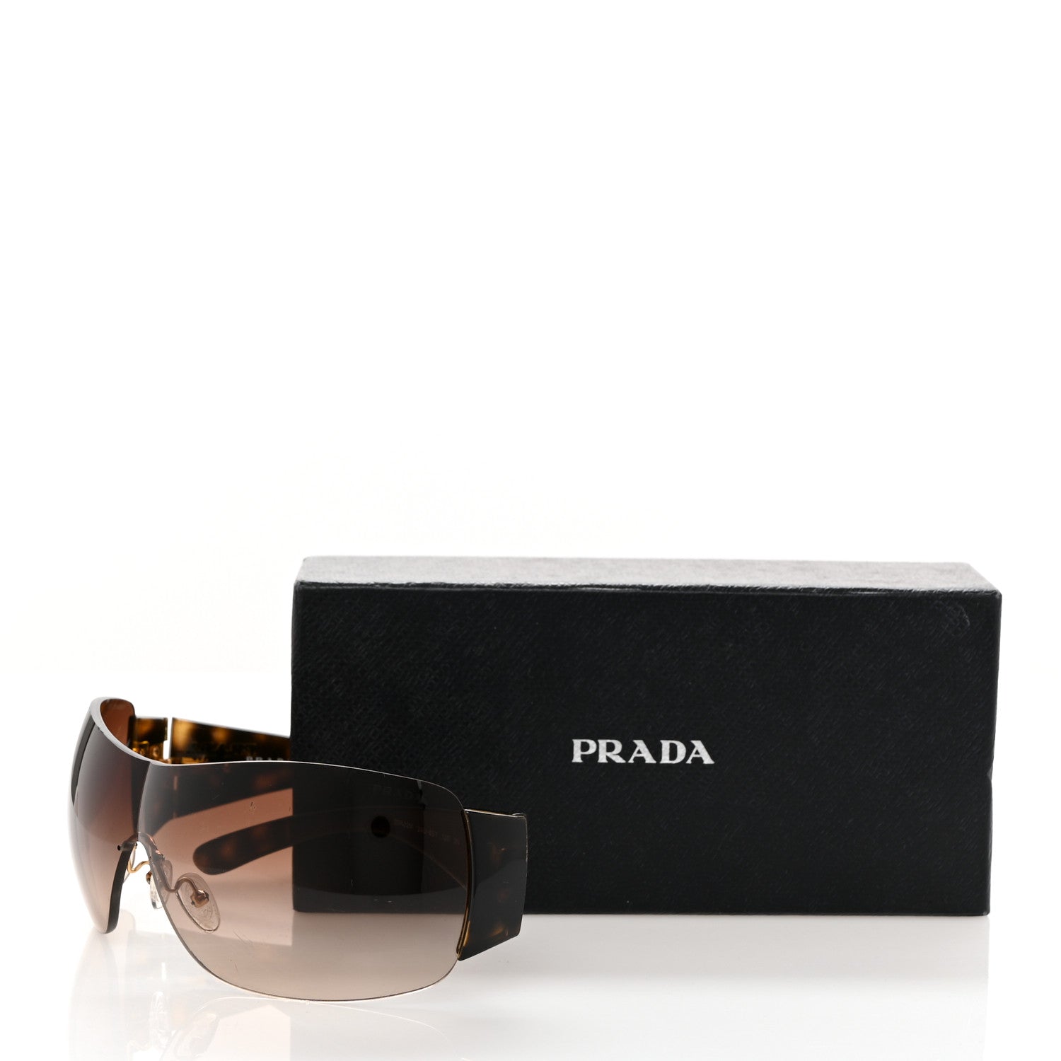 Prada Rimless Shield Sunglasses SPR 22M Tortoise 7 of 7