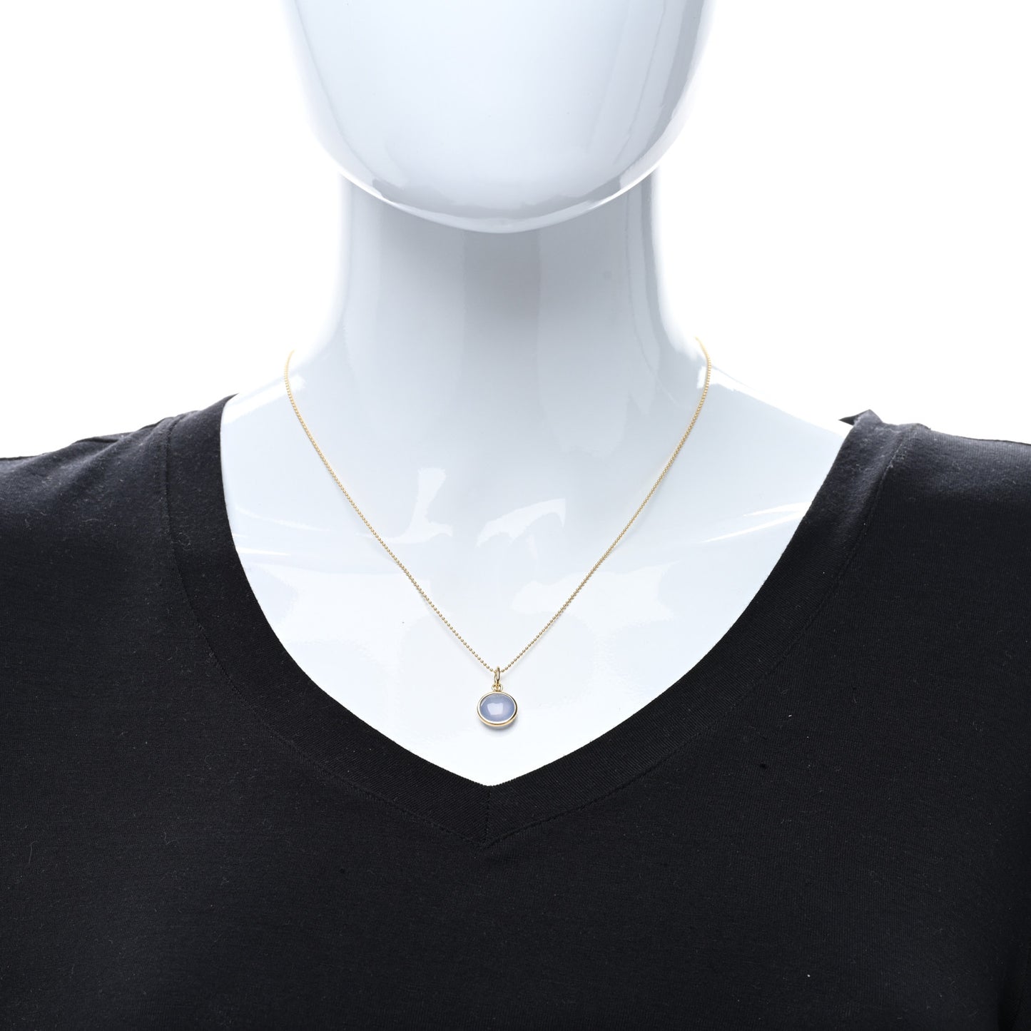 18K Yellow Gold Chalcedony Paloma Picasso Dot Charm Pendant Necklace