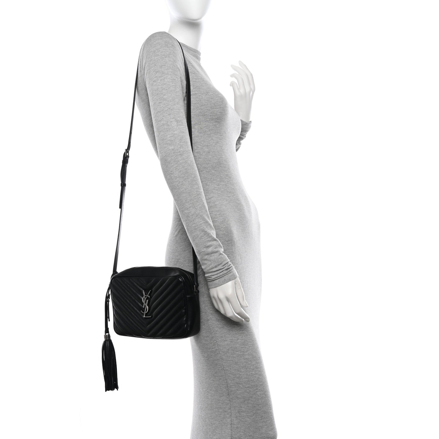 Saint Laurent Calfskin Matelasse Monogram Lou Camera Bag Black 2 of 12