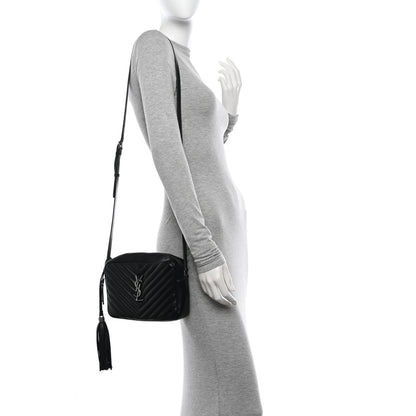 Saint Laurent Calfskin Matelasse Monogram Lou Camera Bag Black 2 of 12