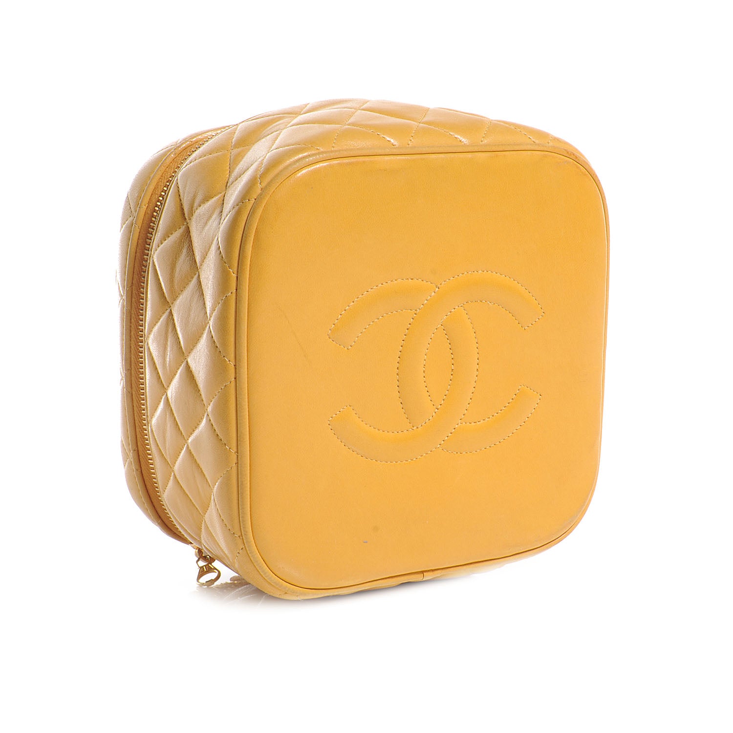 Chanel Lambskin Quilted Vanity Cosmetic Bag Mango 4 of 8