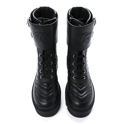Gucci Nappa Frances GG Matelasse Platform Combat Boots 37 Black 5 of 10