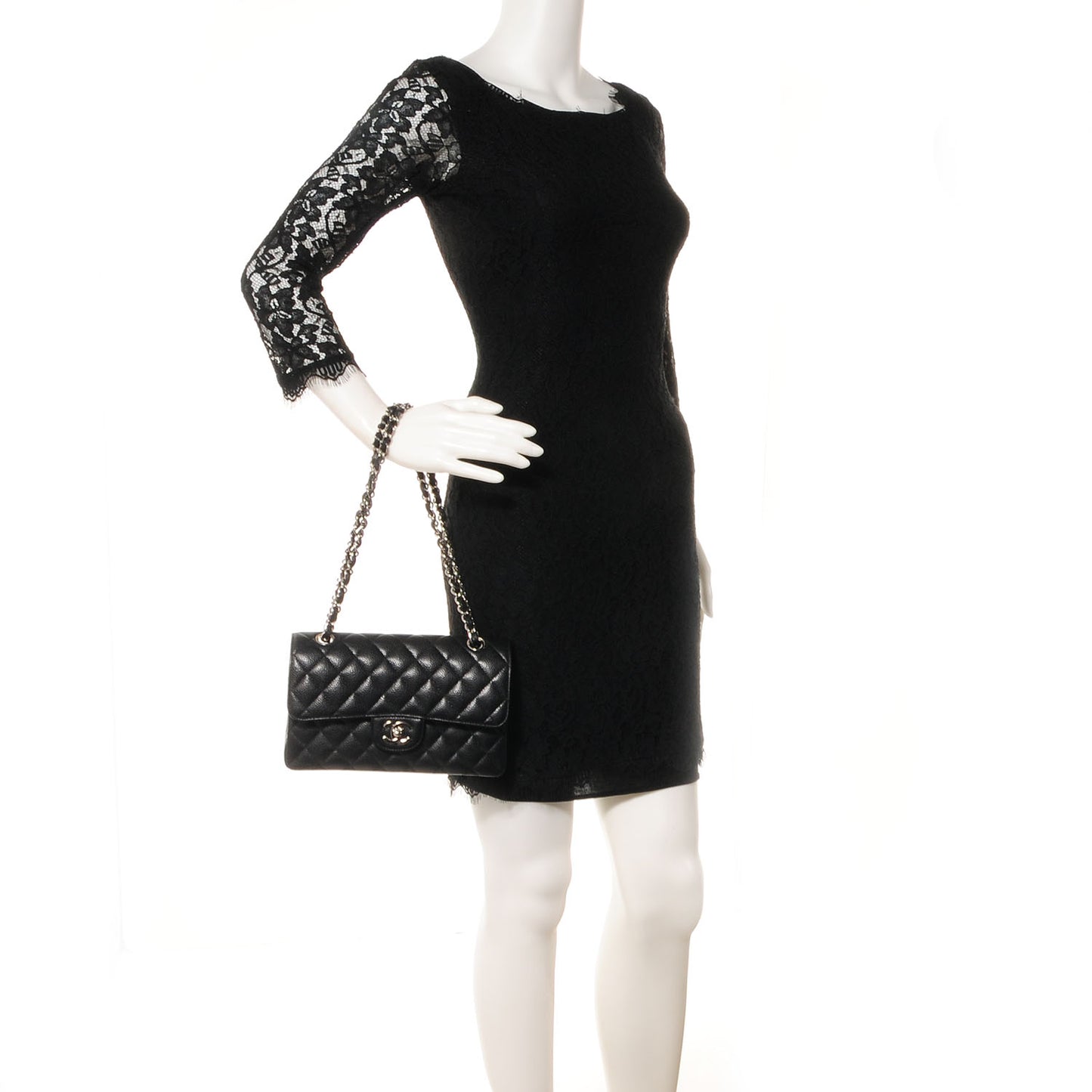 Caviar Quilted Small Double Flap Black