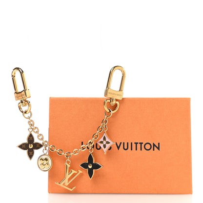 Louis Vuitton Brass Enamel Fleur De Monogram Bag Charm Chain Gold 4 of 4