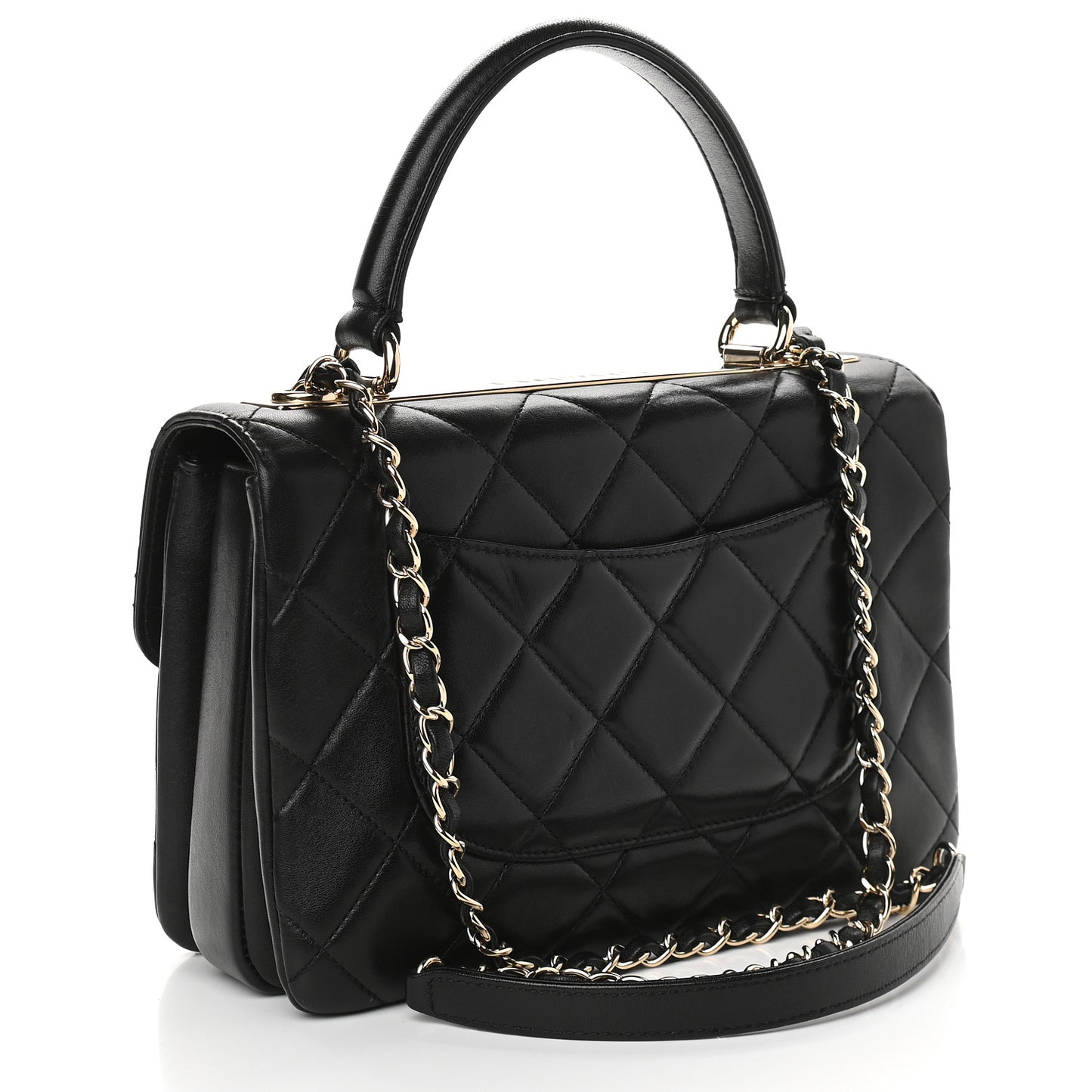 Lambskin Quilted Small Trendy CC Dual Handle Flap Bag Black