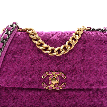 Chanel Tweed Quilted Medium Chanel 19 Flap Magenta 8 of 10