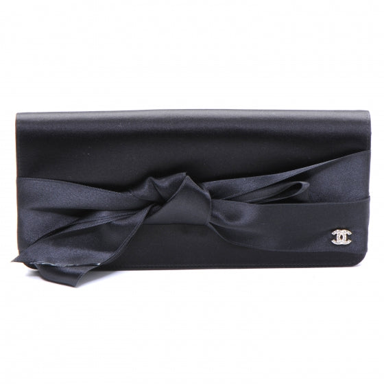 Chanel Satin Bow Clutch Black 1 of 8