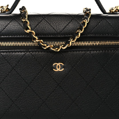 Chanel Goatskin Stitched Top Handle Slim Vanity With Chain Black 8 of 11