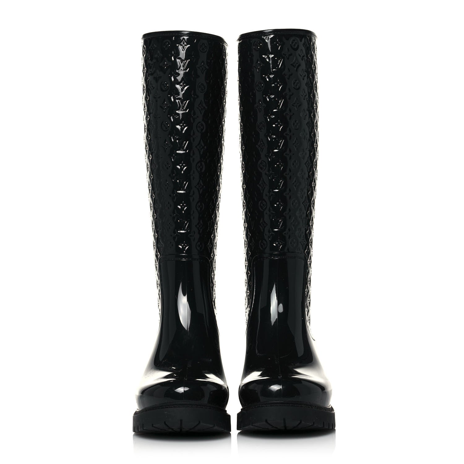 Louis Vuitton Rubber Embossed Monogram Splash Rain Boots 37 Black 2 of 9