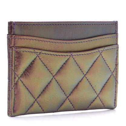 Chanel Iridescent Lambskin Quilted Card Holder Purple 3 of 9