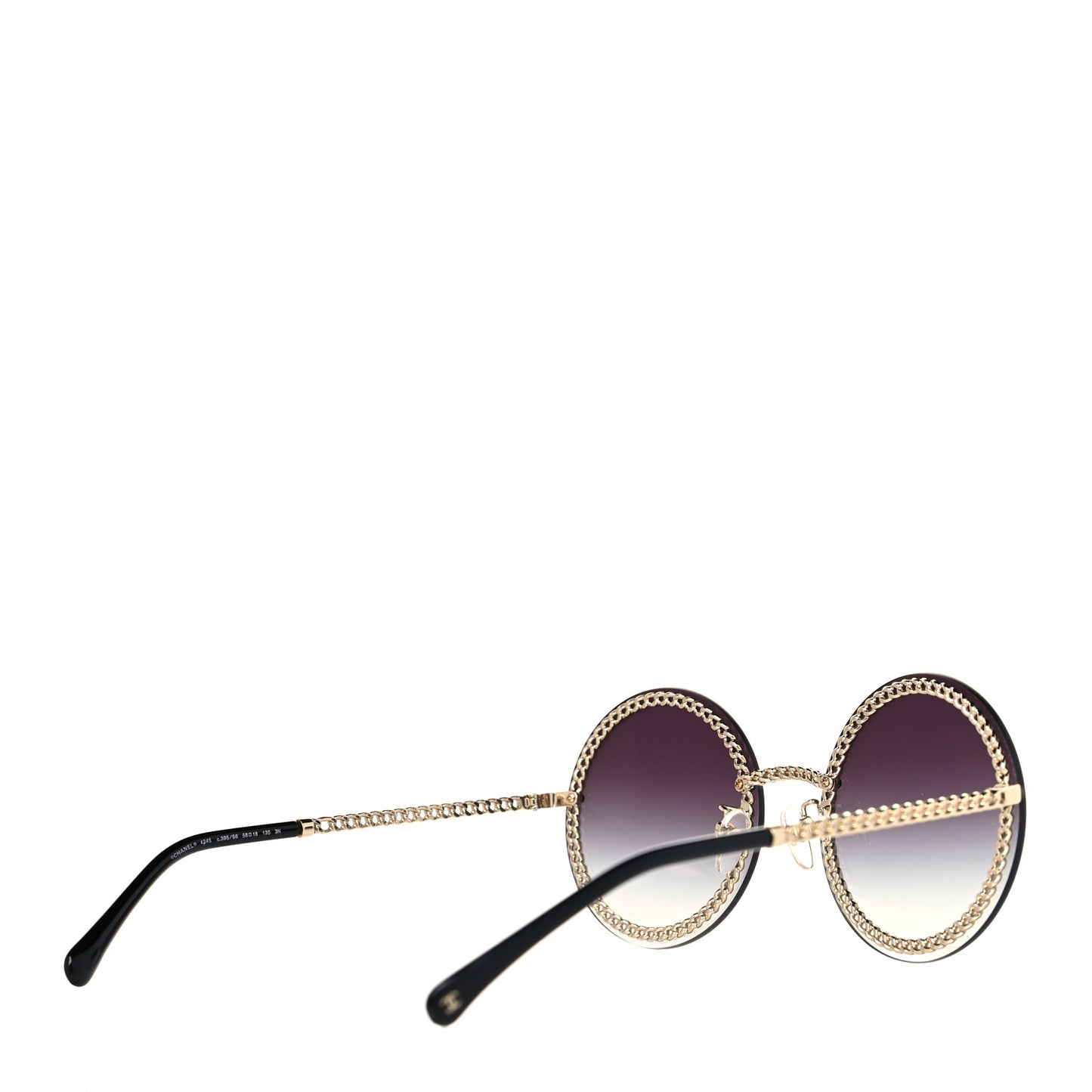 Metal Chain Round Sunglasses 4245 Black