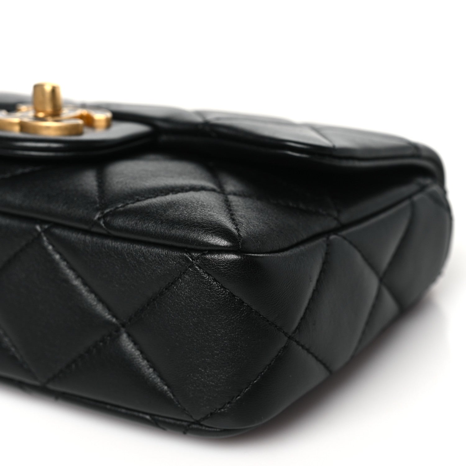 Chanel Lambskin Enamel Quilted Mini Pending CC Square Flap Black 10 of 10