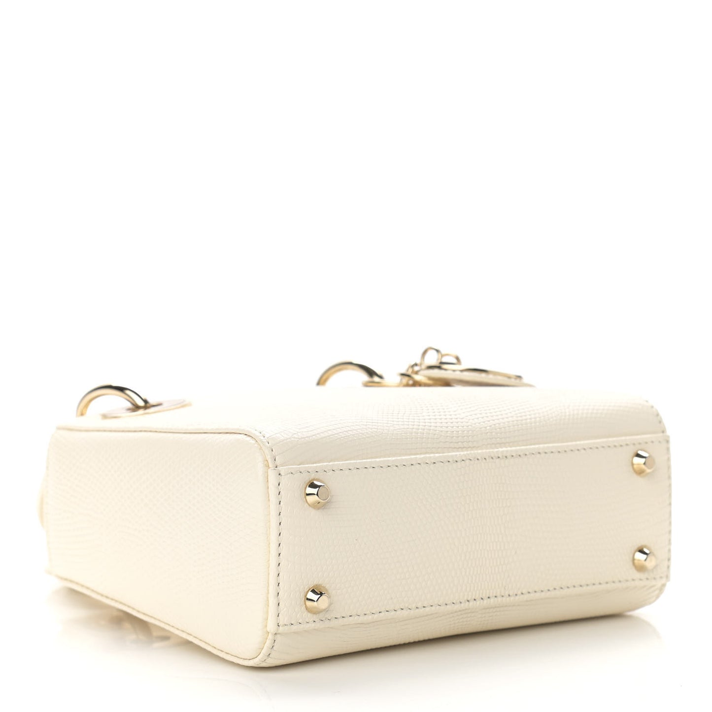Lizard Mini Lady Dior White