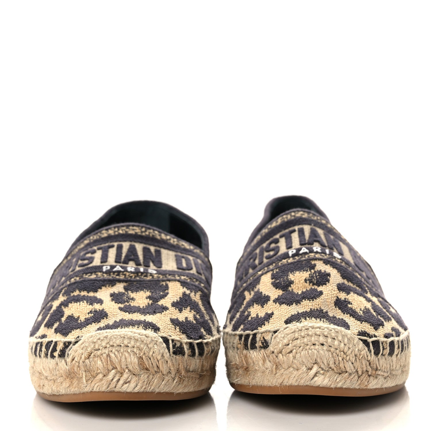Christian Dior Cotton Embroidered Leopard Print Granville Espadrille 40 Natural 2 of 9