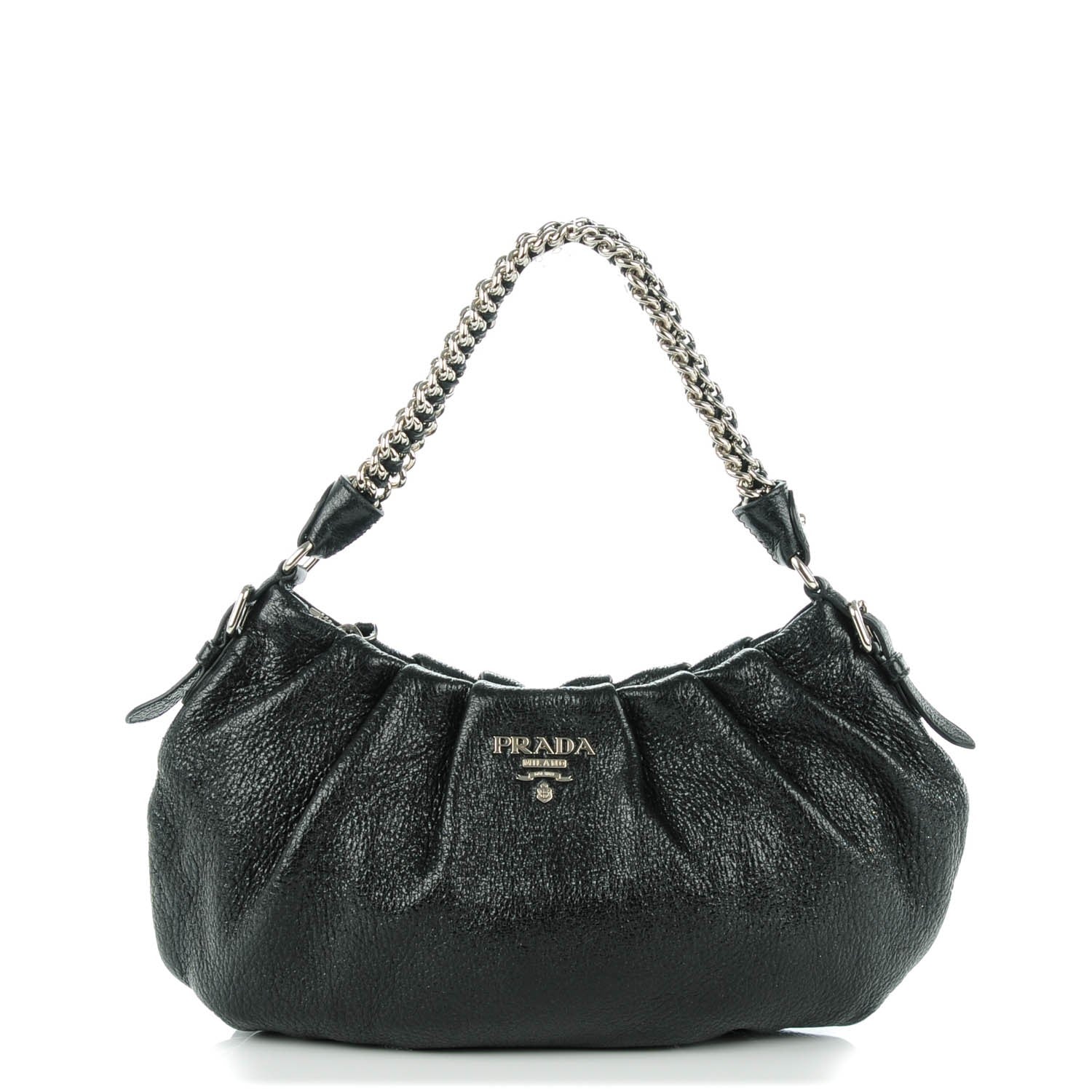 Prada Cervo Lux Chain Hobo Nero Black 1 of 8