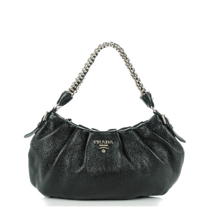 Prada Cervo Lux Chain Hobo Nero Black 1 of 8