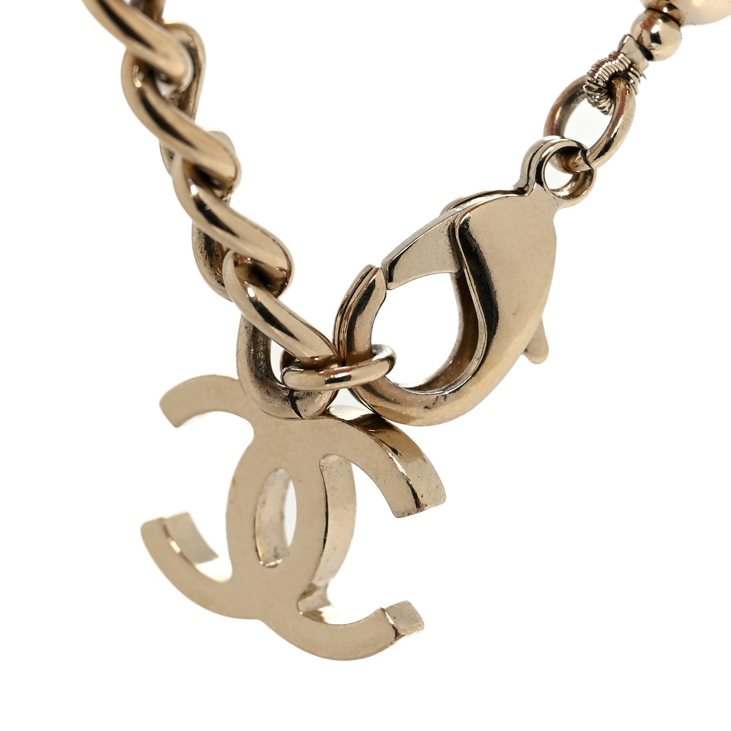Metal Beaded CC Bracelet Gold