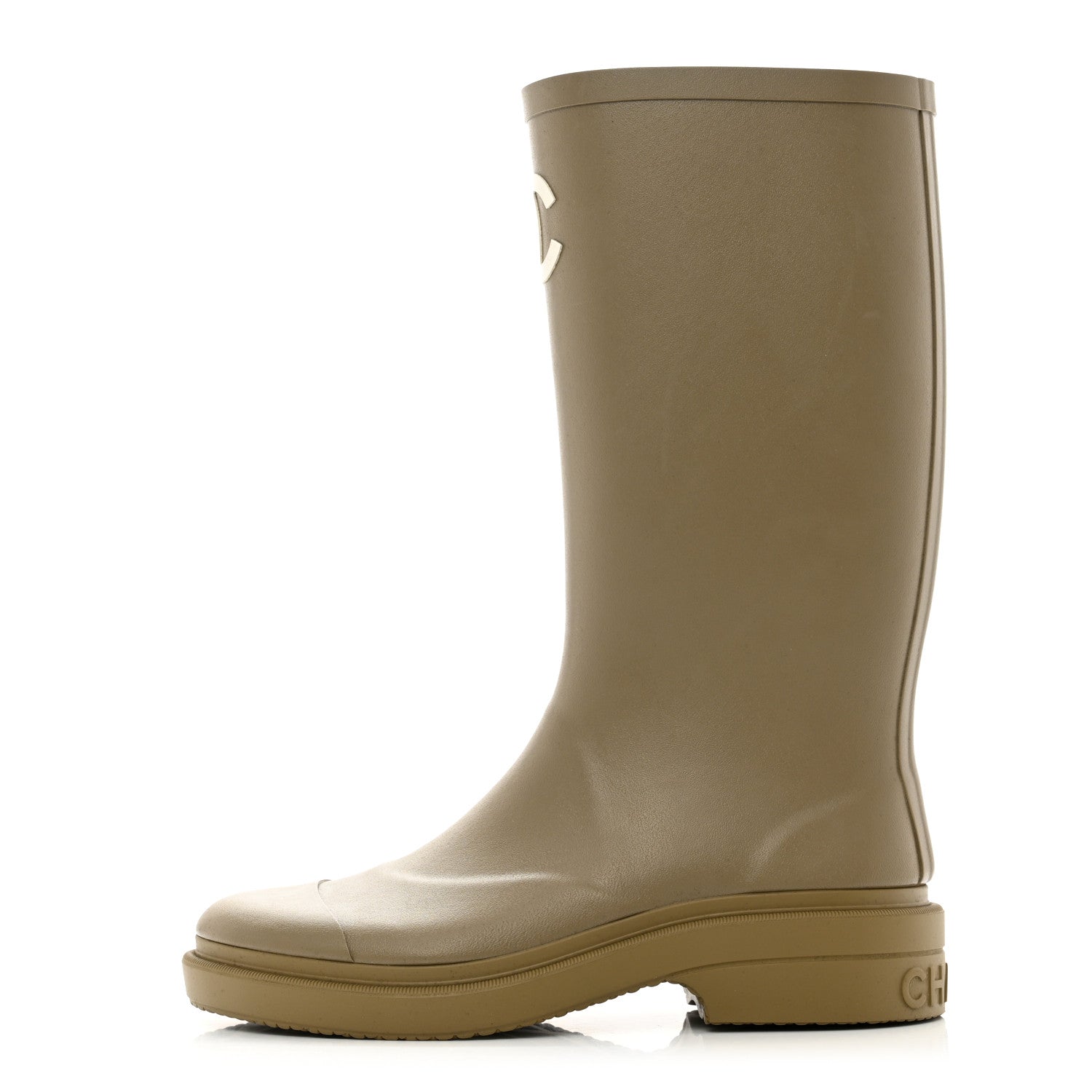 Chanel Caoutchouk CC High Boots 36 Dark Beige 1 of 8