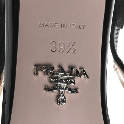 Prada Patent Logo Slingback Pumps 39.5 Black 6 of 8