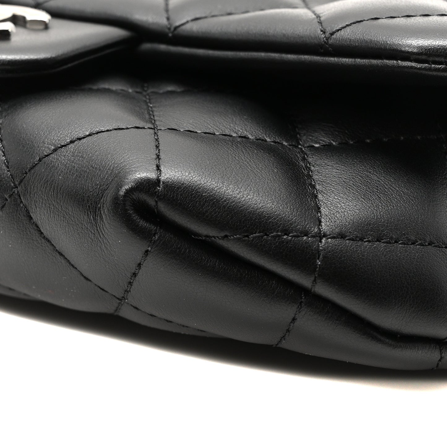 Calfskin Quilted CC Uniform Flap Belt Bag Black