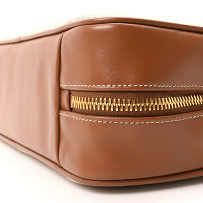 Miu Miu Canvas Calfskin Large Beau Top Handle Bag Naturale Brandy 9 of 9