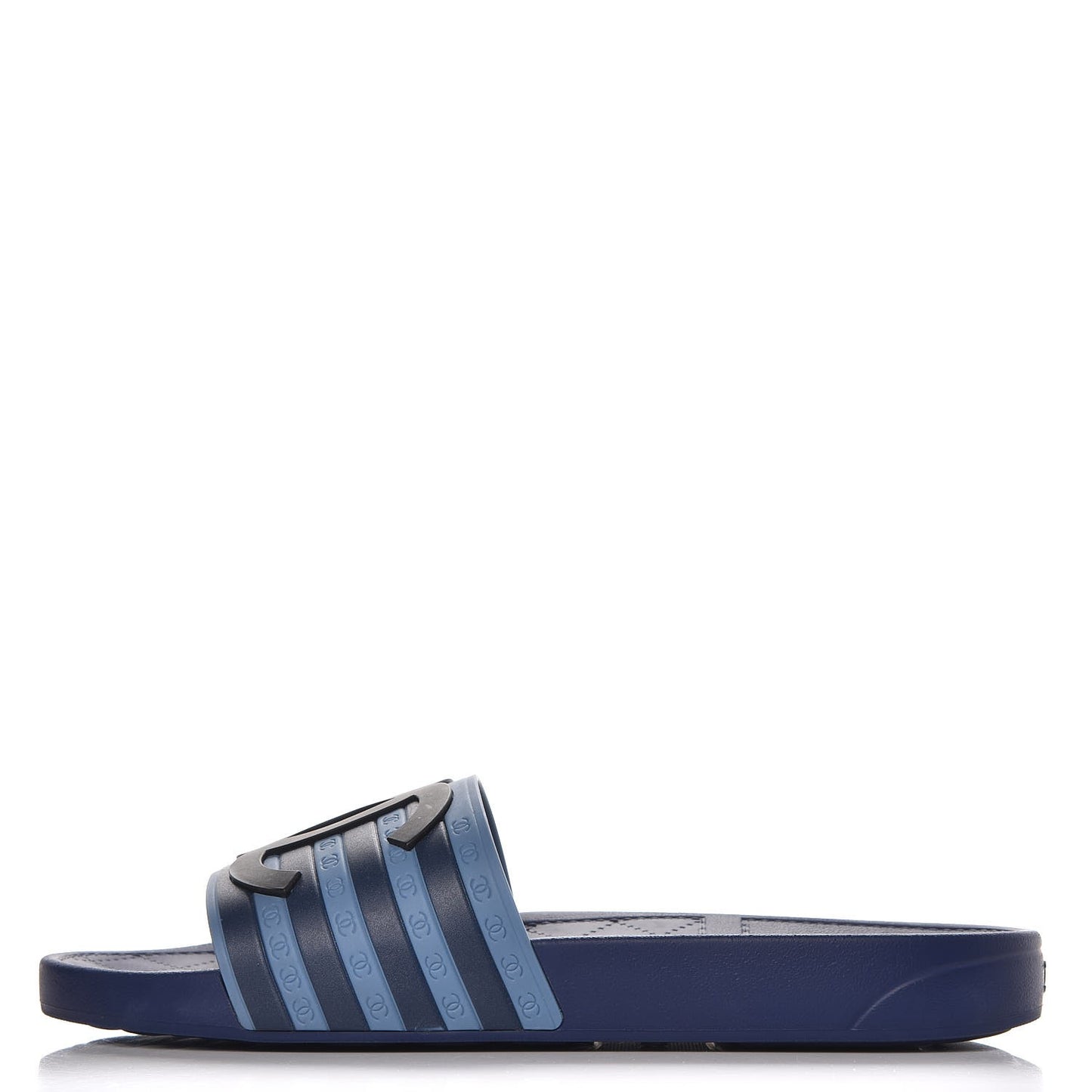 Rubber CC Flat Slide Sandals 40.5 Blue
