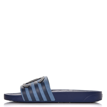 Chanel Rubber CC Flat Slide Sandals 40.5 Blue 1 of 11
