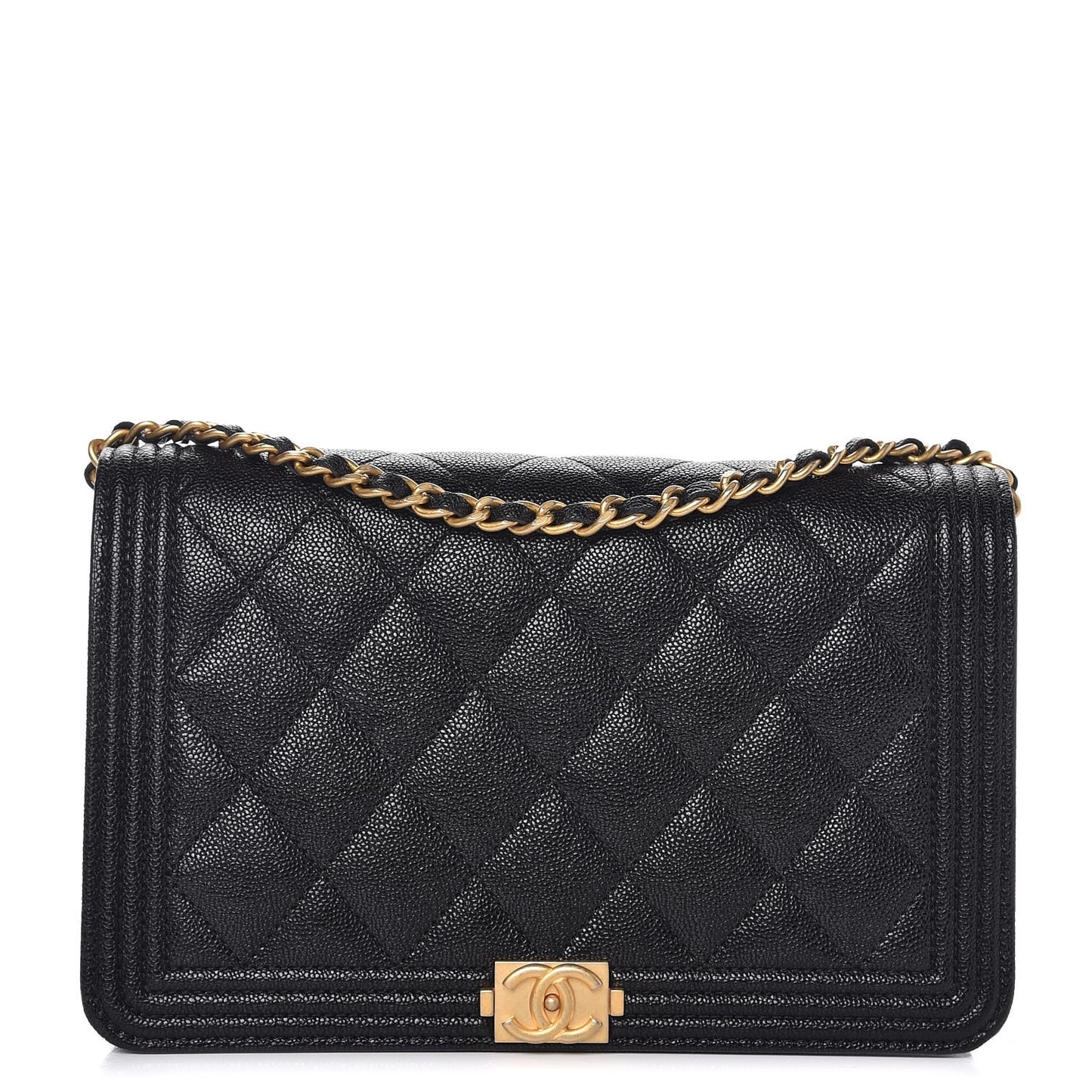 Caviar Quilted Boy Wallet On Chain WOC Black
