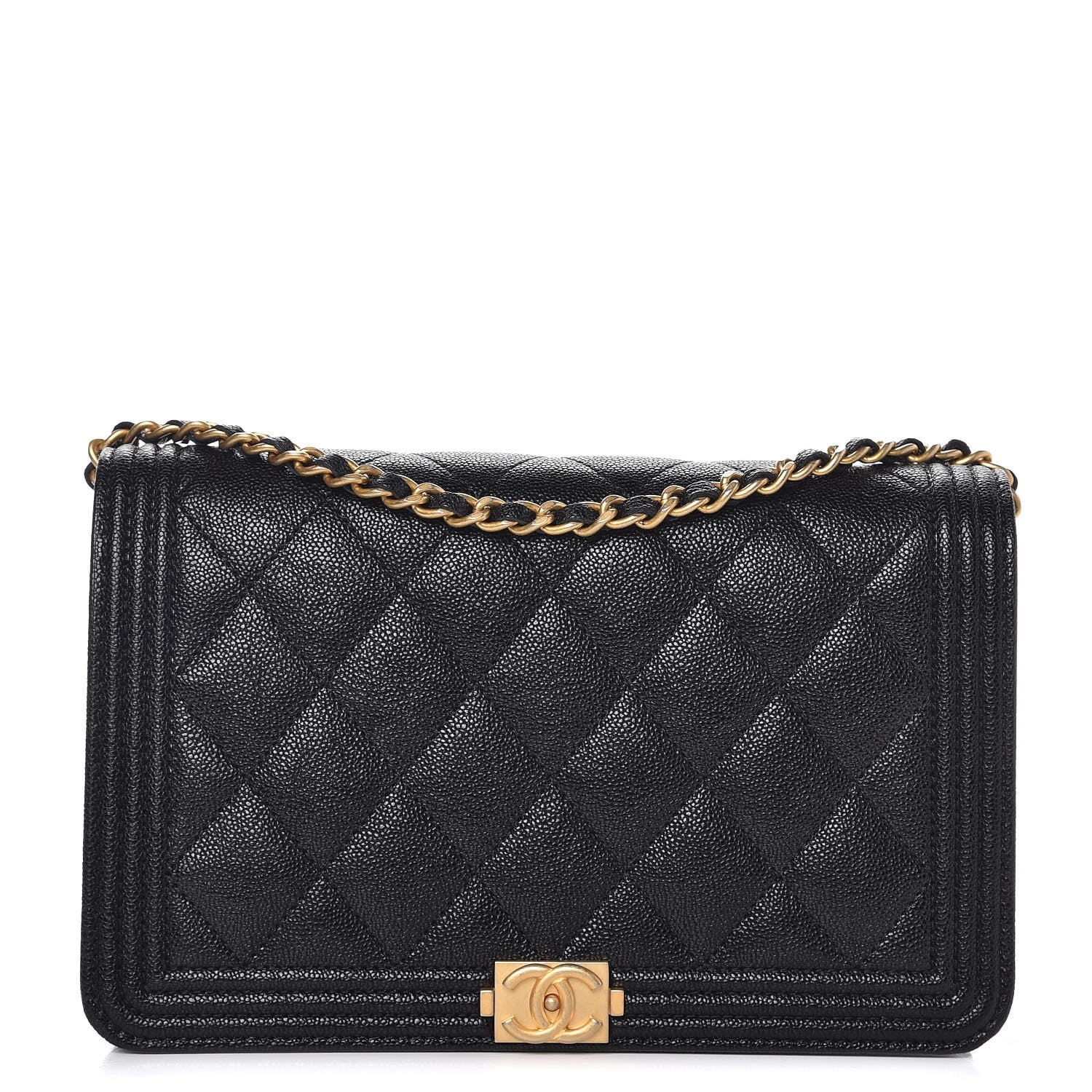 Chanel Caviar Quilted Boy Wallet On Chain WOC Black 1 of 9