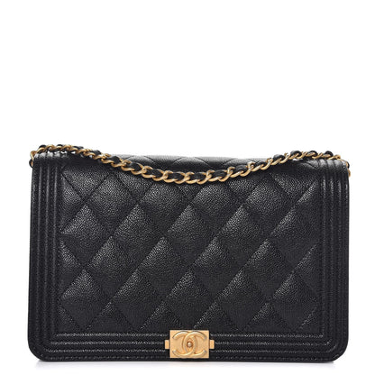 Chanel Caviar Quilted Boy Wallet On Chain WOC Black 1 of 9