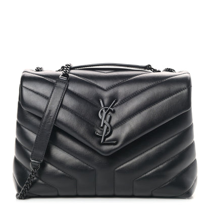 Saint Laurent Calfskin Y Quilted Monogram Small Loulou Chain Satchel Black 1 of 10