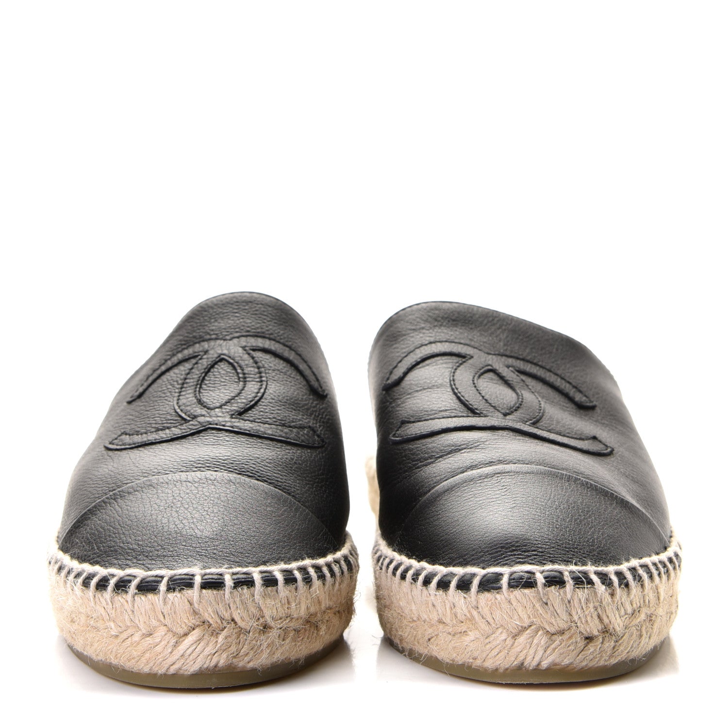 Chanel Calfskin CC Espadrille Mules 38 Black 2 of 10