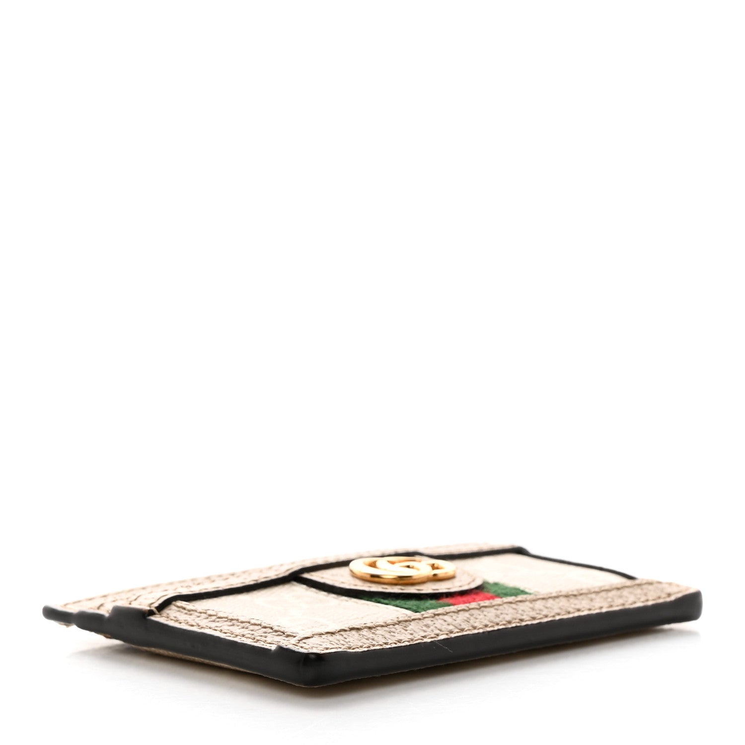 Gucci GG Supreme Monogram Textured Dollar Calfskin Web Ophidia Card Holder Beige Mystic White Oatmeal 4 of 9