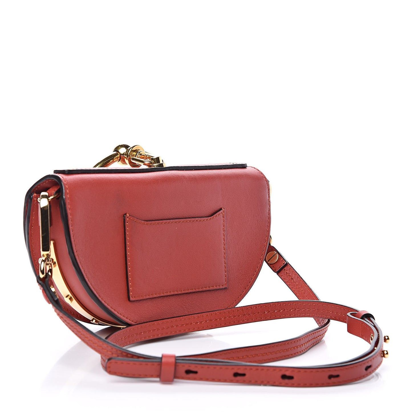 Calfskin Lambskin Small Quilted Studded Nile Bracelet Minaudiere Bag Sepia Red
