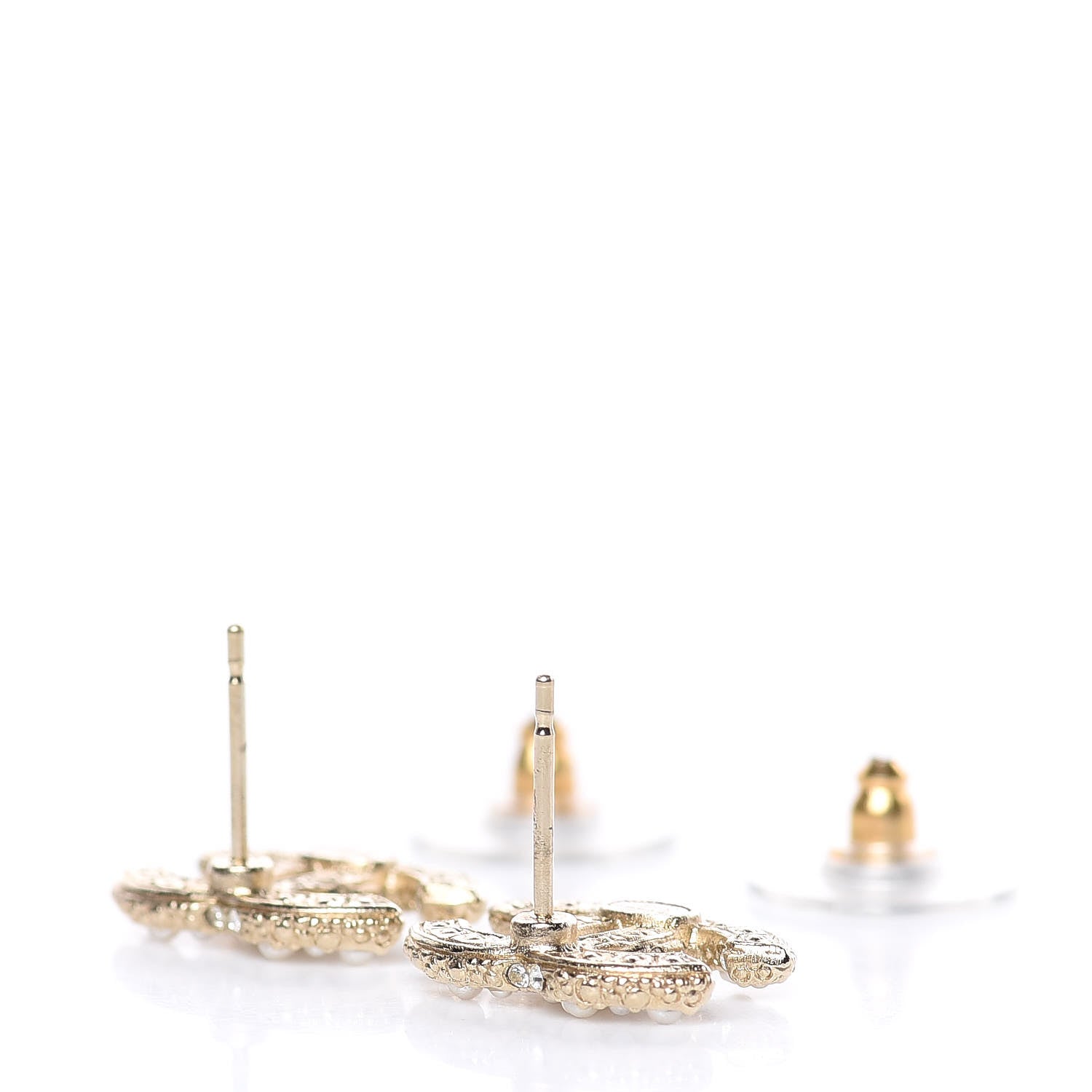 Chanel Pearl CC Earrings Light Gold 4 of 5
