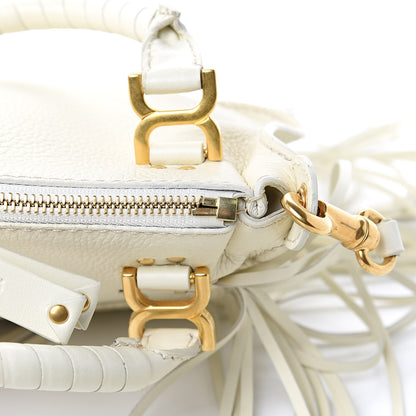 Chloe Shiny Small Grain Calfskin Mini Marcie Multi Fringe Satchel Natural White 9 of 13